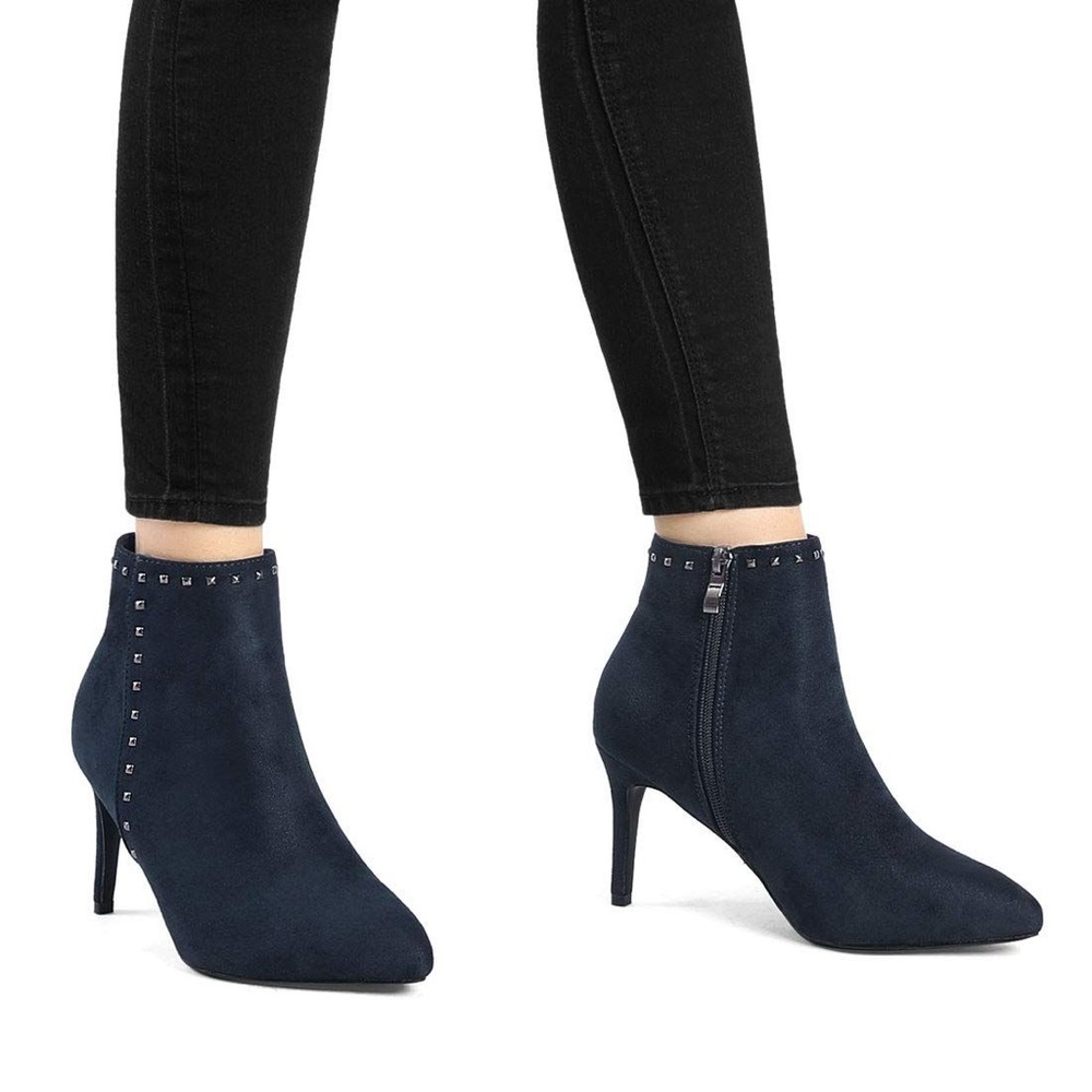 Allegra K Pointed Toe Stiletto Black Ankle Bootie